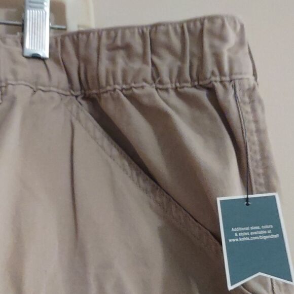New Croft & Barrow Men's Size 50 Khaki Cargo Shorts Elastic Sides - Picture 3 of 8